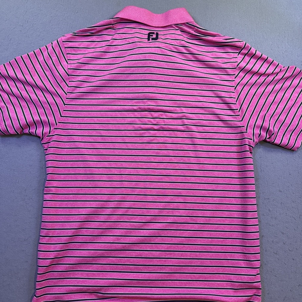 FootJoy SHIRT MENS SMALL PINK STRIPE Performance Golf Polo - Picture 6 of 7